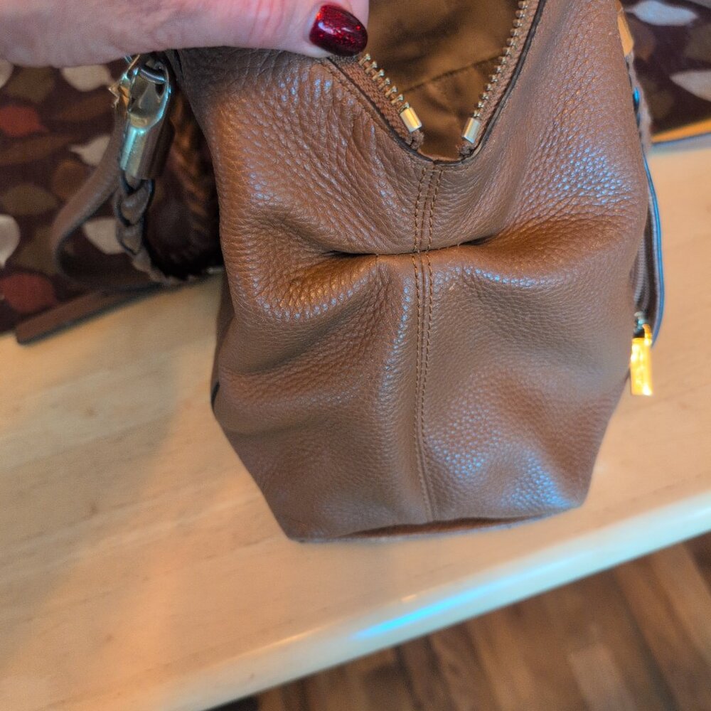 Michael Kors Brown Leather Naomi Braided Handle Satchel - Picture 5 of 10